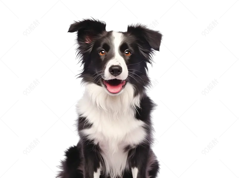 黑色聪明机智的边境牧羊犬宠物狗狗实物免抠元素