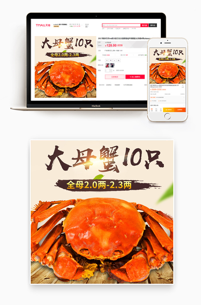 高大上阳澄湖大闸蟹食品生鲜海鲜螃蟹时尚母蟹主图直通车