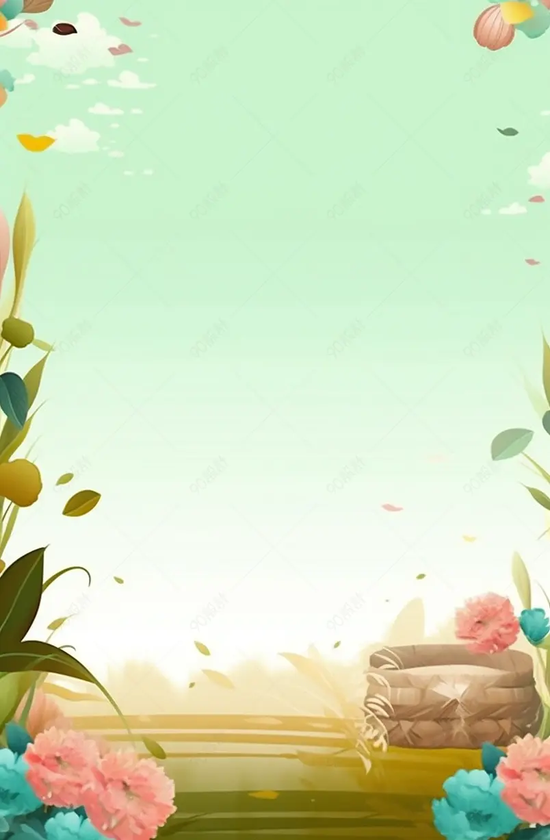 绿色小清新花花边框背景图