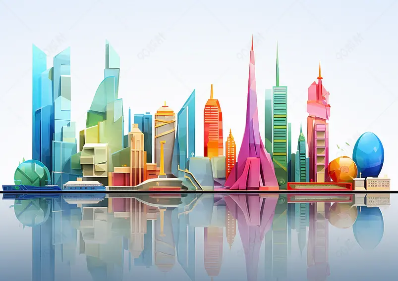 城市建筑插画平面设计景观