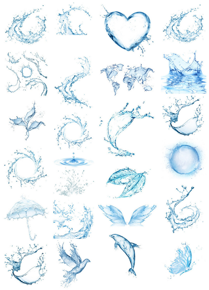 水滴水纹溅起的水花水珠免扣PNG素材