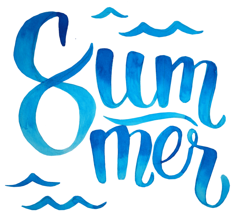 夏日渐变水彩夏日英文