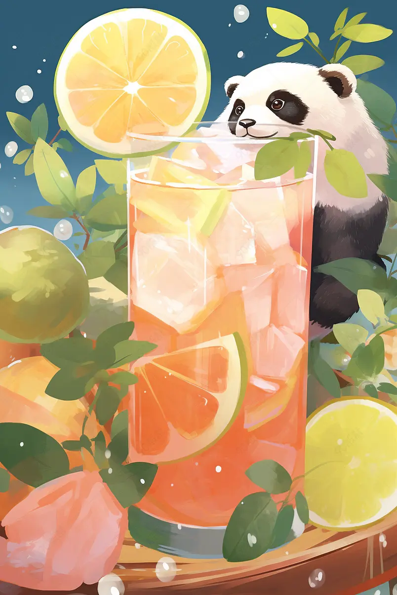 清新手绘冷饮艺术概念插画