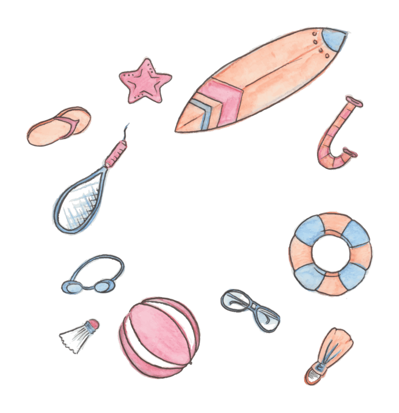 彩绘夏季沙滩度假元素