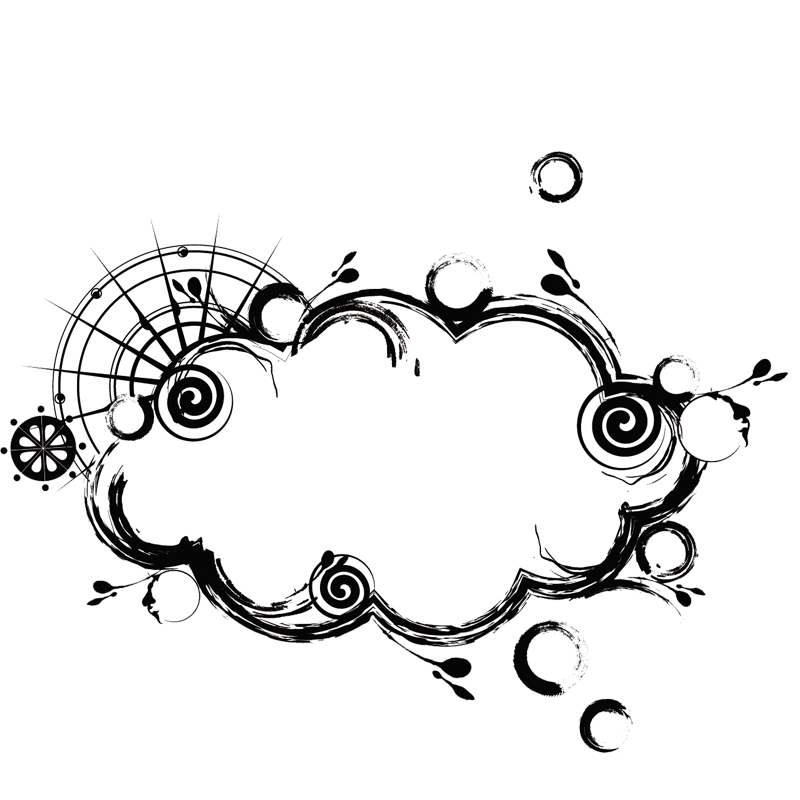 黑色毛笔笔触云朵对话框