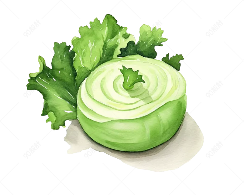 绿色大头菜蔬菜美食手绘风元素
