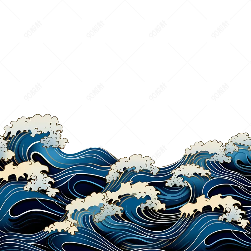 国风水纹波浪装饰勾线纹理