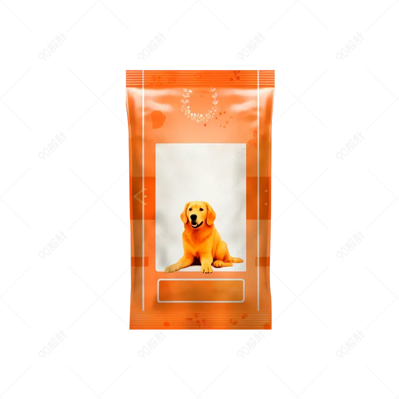 橙色3d渲染狗粮包装袋食品元素