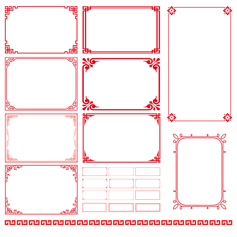 红色中国风边框条形框