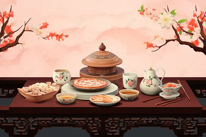 树枝花朵花瓣茶杯美味可口