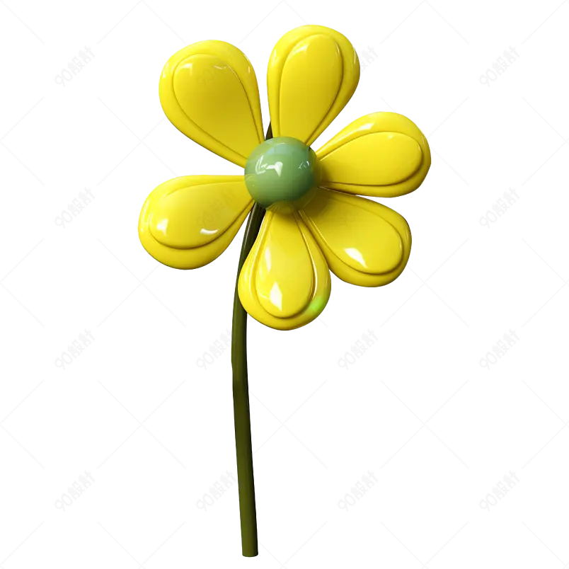 3D渲染立体小黄花洋甘菊花