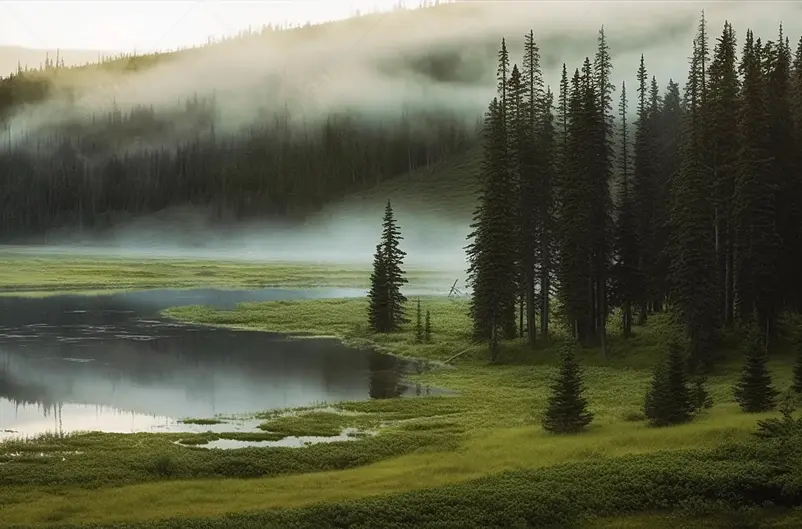 绿色草原人间仙境森林自然风景背景