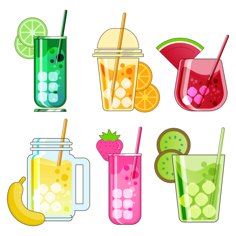 凉爽夏季水果汽水装饰元素