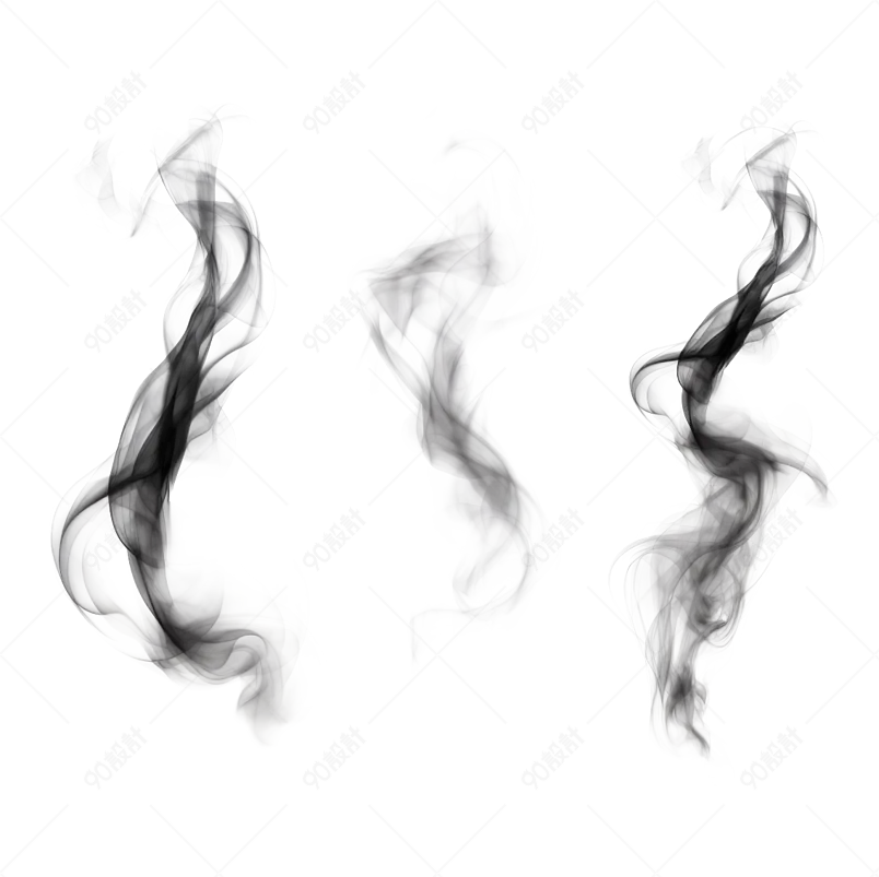 简约黑色烟雾缭绕水墨黑烟扩散免扣元素