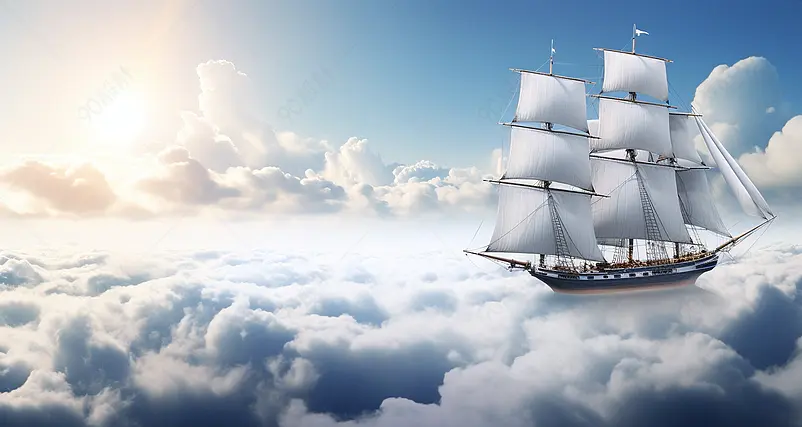 企业文化帆船天空云海大气愿景