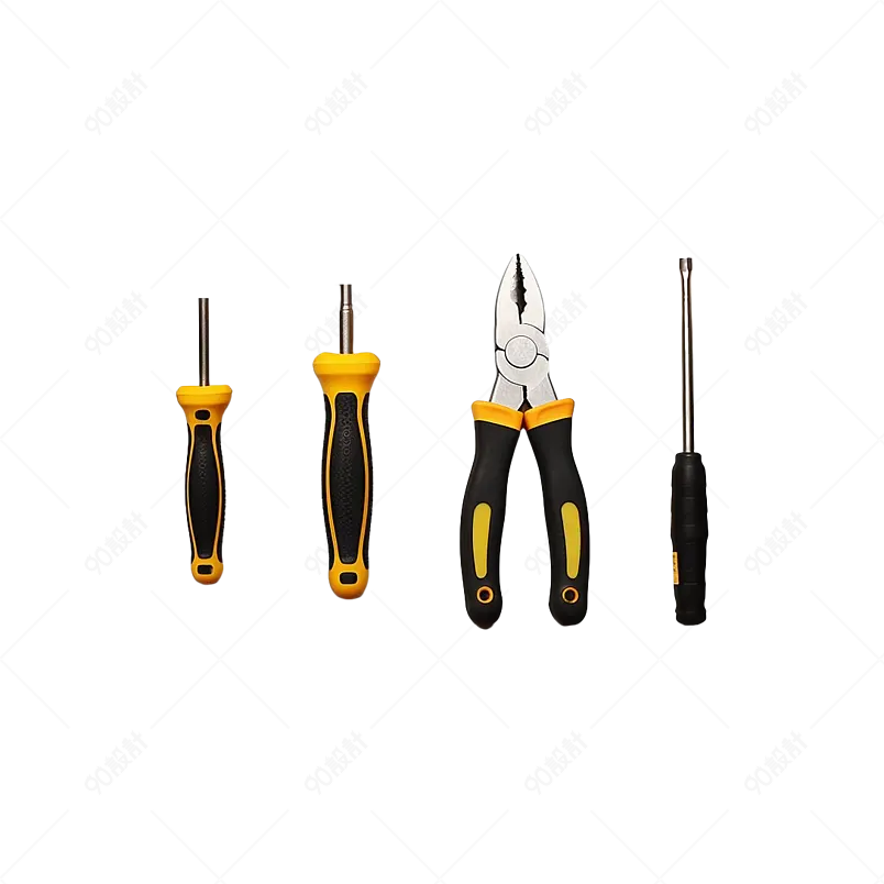 黄色实拍电工工具钢丝钳螺丝刀元素