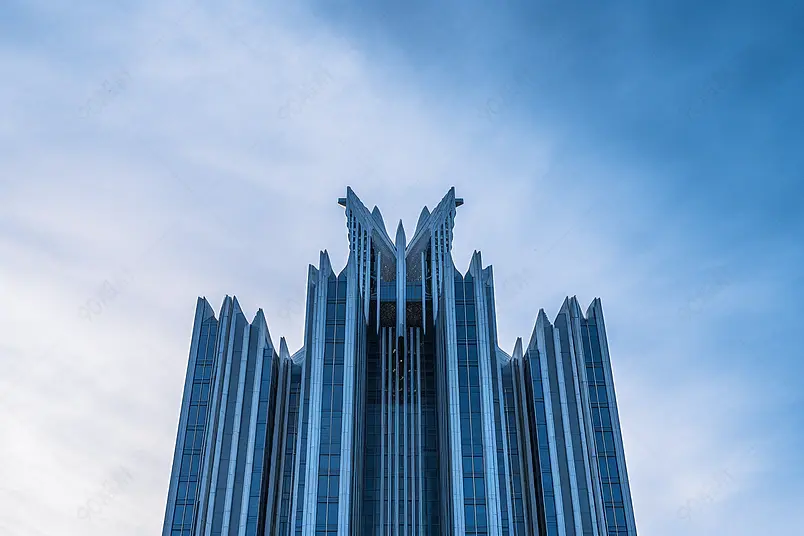 黄昏蓝天白云下的外滩摄影作品