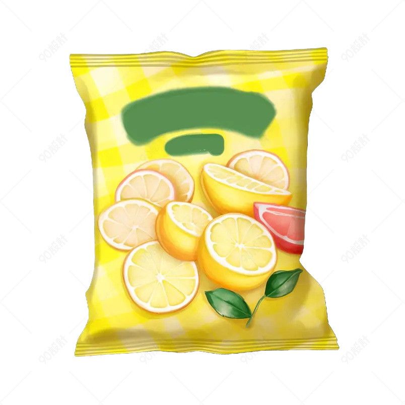 黄色手绘风薯片膨化食品山药片包装袋元素
