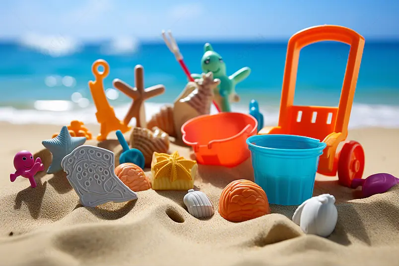 儿童沙滩塑料玩具拍摄图