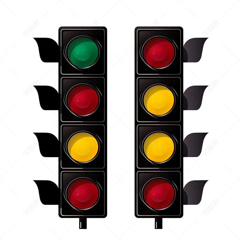 信号灯红绿灯方向控制管制交通和行人矢量图