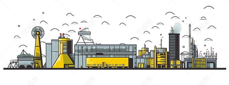 科技工业发电机热电站海报宣传册设计插画