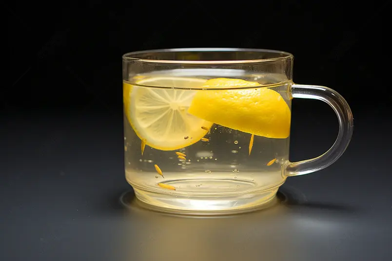 夏日饮品-杯中的柠檬蜂蜜水