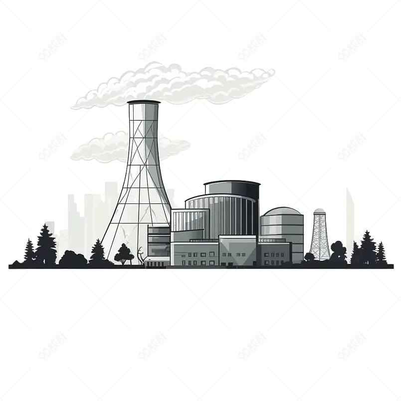 发电站核电厂海报宣传册设计插画