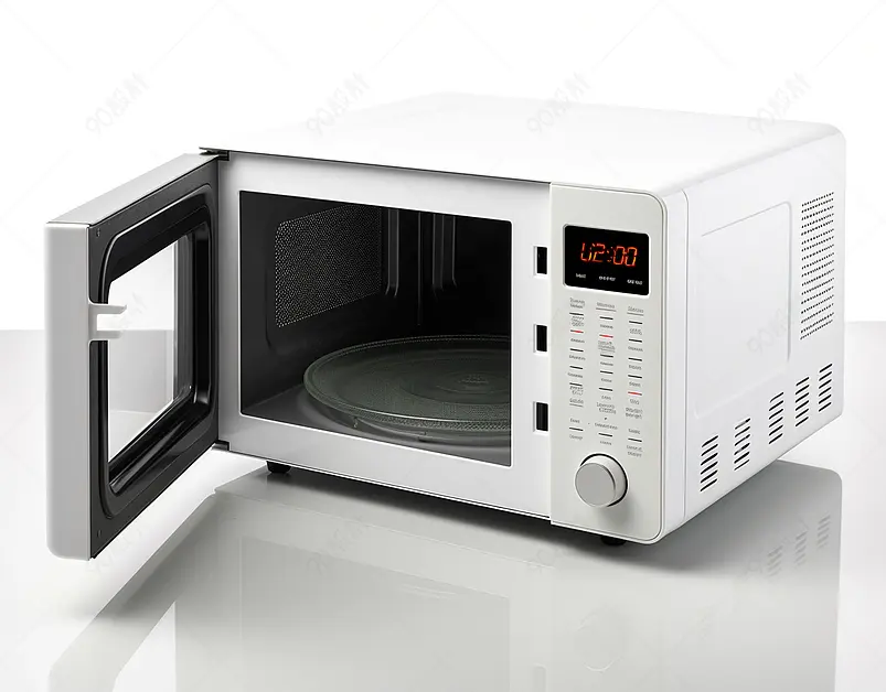 黑色微波炉门打开白色隔离