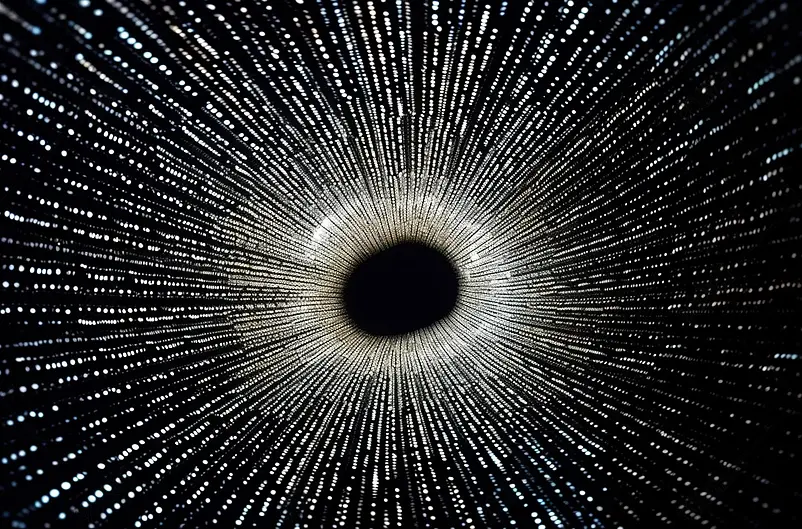 夜晚星空中白色灯光表演组成的隧道