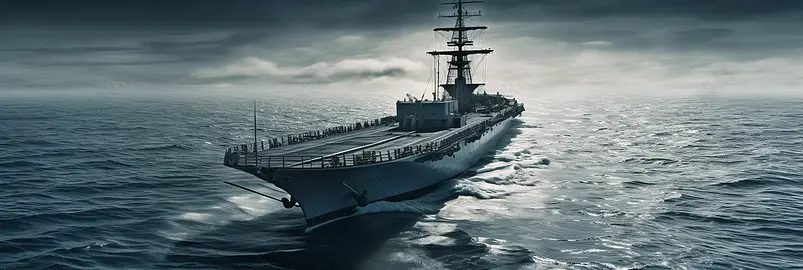 海浪中航行的海舰素材图