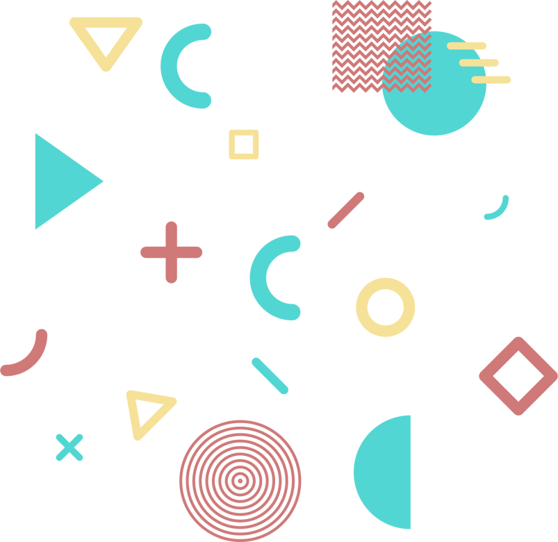 小清新风格彩色不规则几何图形漂浮元素