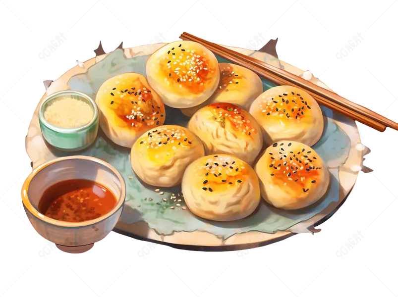 黄色食物点心特色小吃芝麻饼实物免扣元素