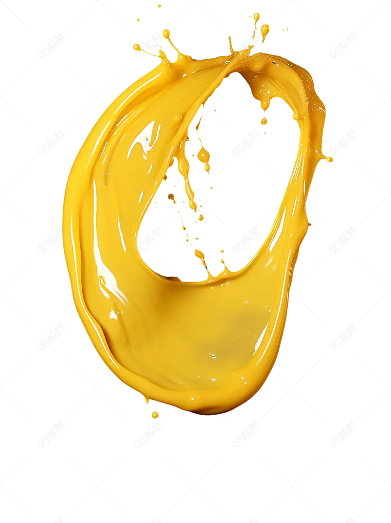 黄色油漆圆形平滑抽象艺术元素免抠