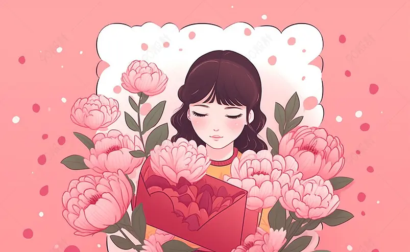 温馨手绘康乃馨教师节背景图