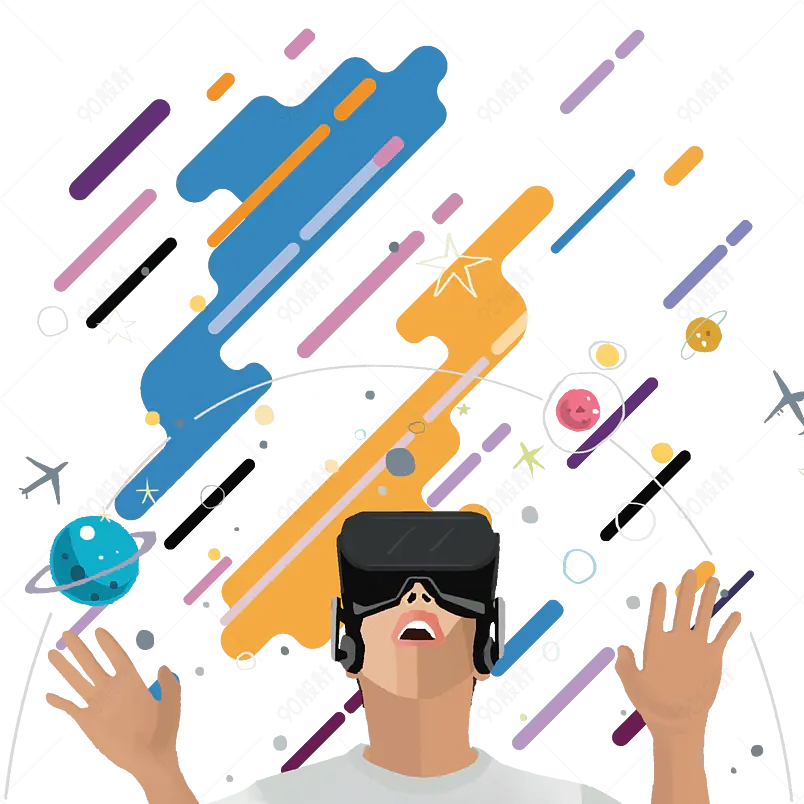 手绘科技高大上蓝色数字高科技装饰