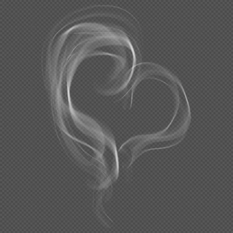 白色简约爱心烟雾白色青烟免扣元素