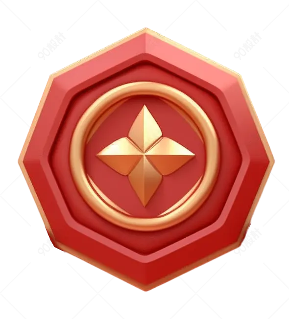 红色纽扣图标徽章形状装饰元素