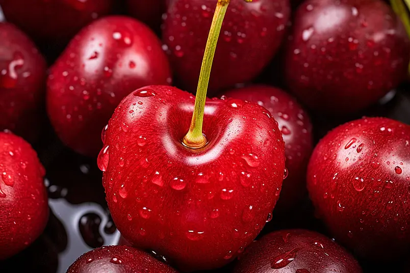 水果拍摄俯拍红色新鲜诱人的樱桃