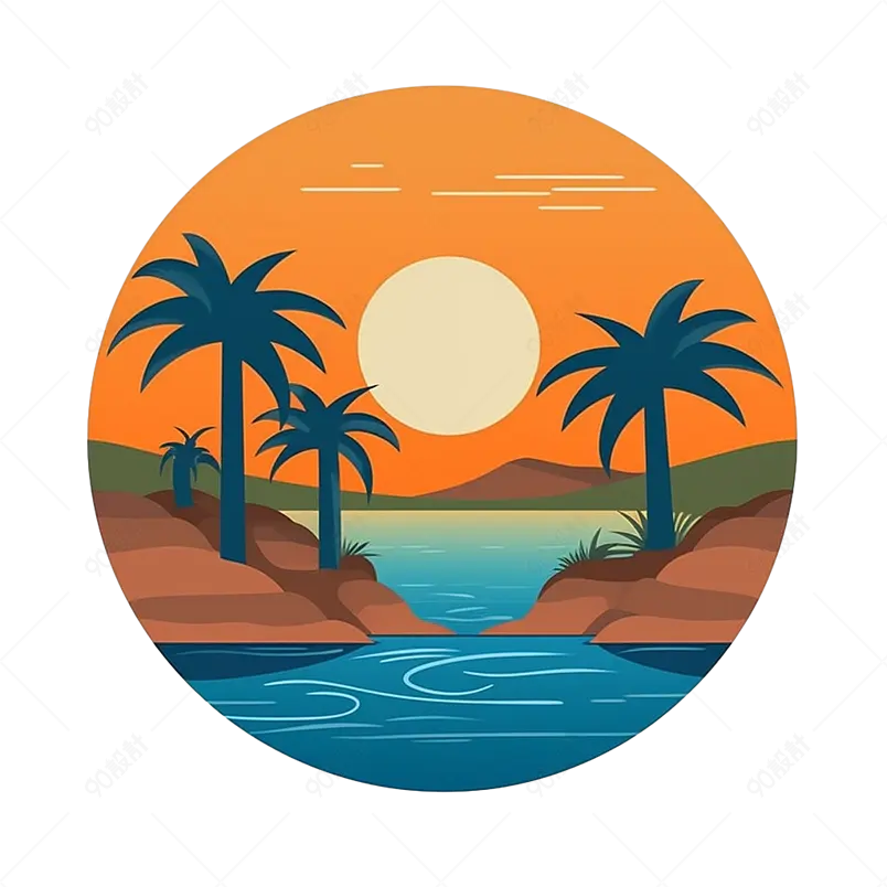 夕阳日落棕榈树椰子树旅游岛