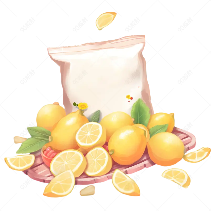 黄色手绘风零食膨化食品薯片水果包装袋元素