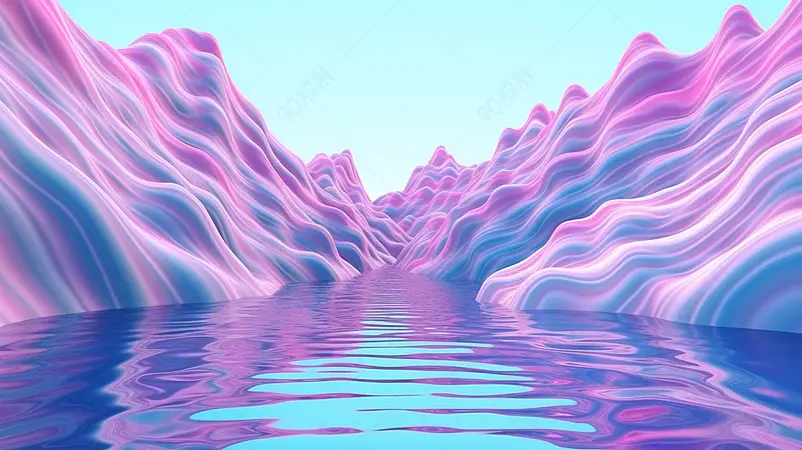 多彩渐变的奇异山脉地形三维图