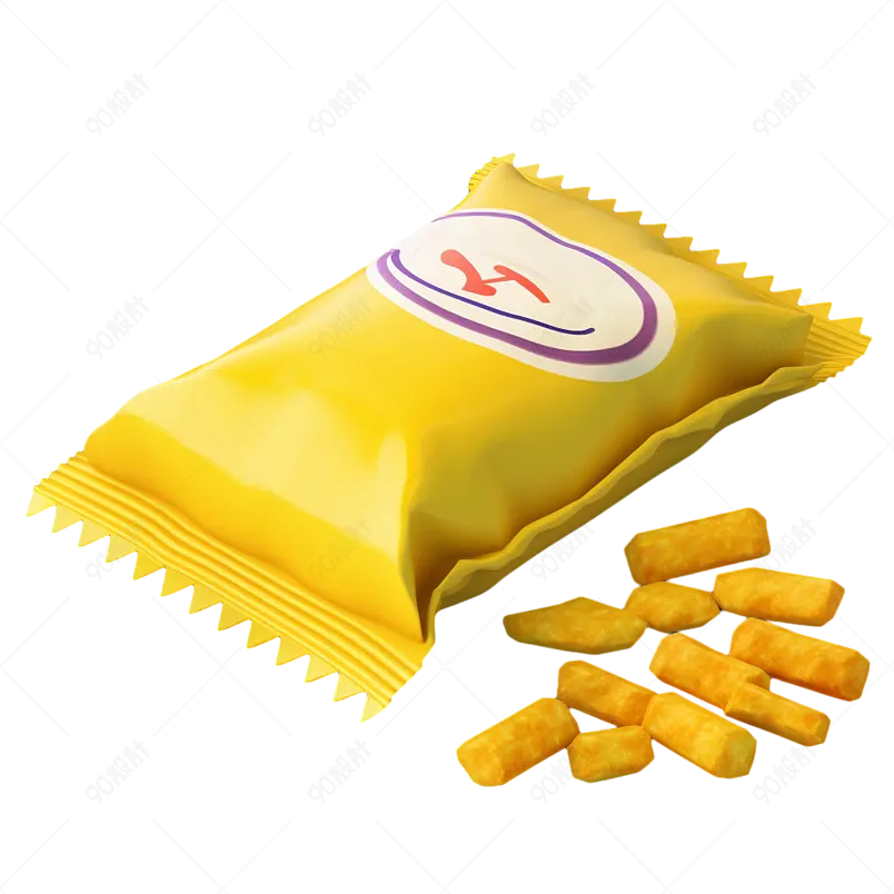 黄色实拍一包薯片平铺薯片包装袋元素