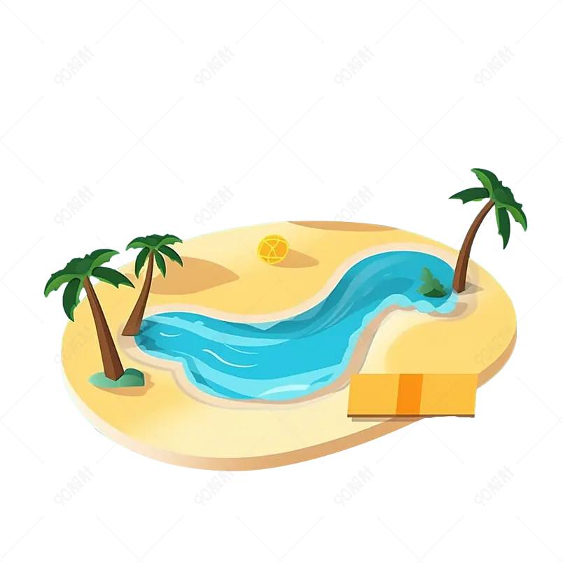 夏季海边旅行度假沙滩游泳池