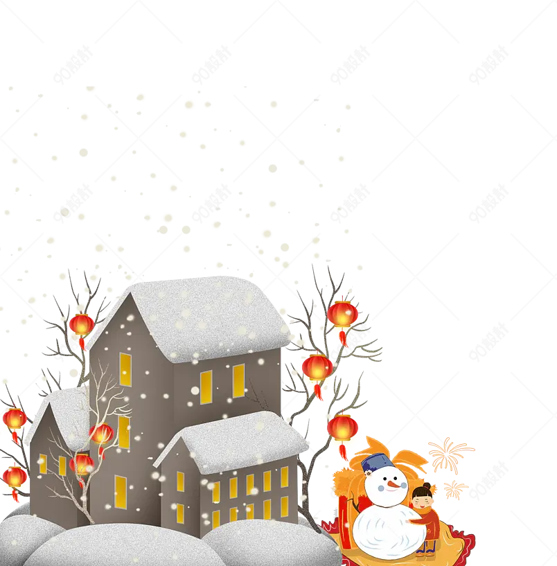 简约冬天雪人下雪冬至圣诞节礼物雪花
