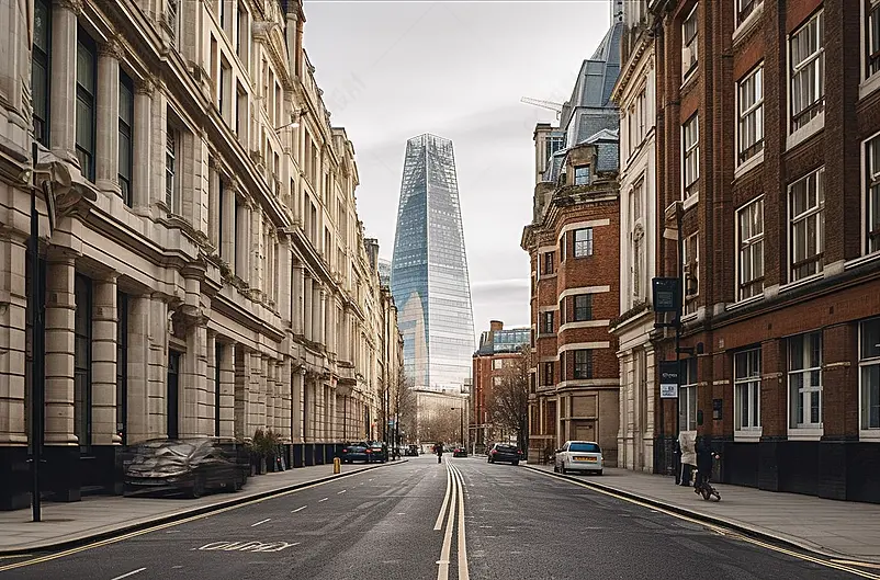 英国大伦敦伦敦市商业区的街道摄影图片