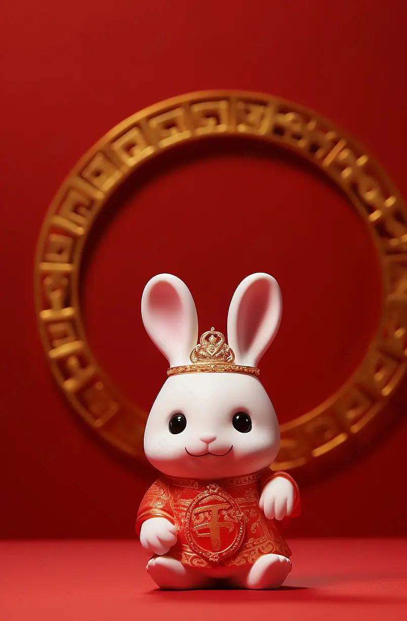 农历兔年新年春节国潮兔子