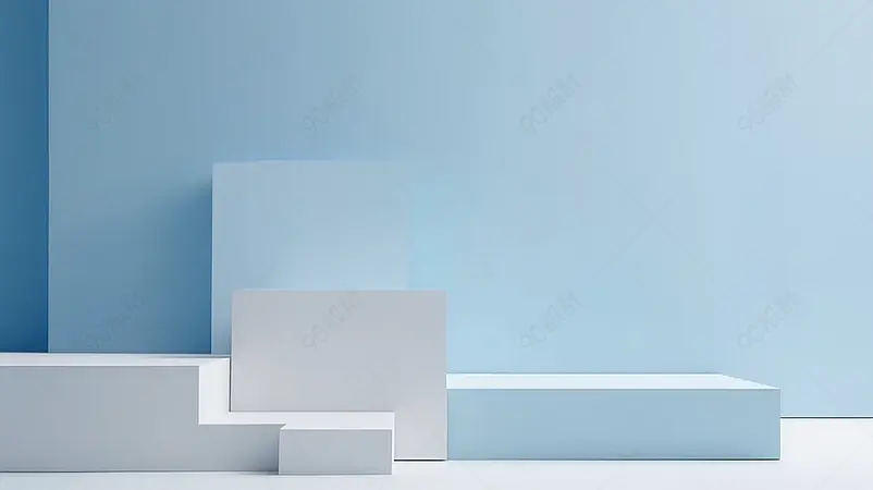 展台展览产品蓝色三维立体生成电商海报背景