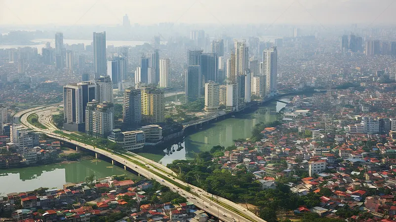 航拍越南河内的城市化建筑城市风光摄影图