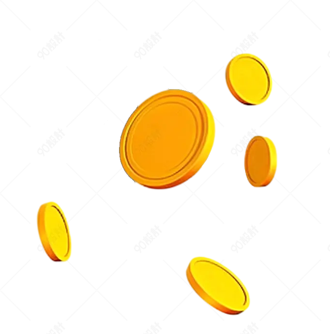 漂浮的金币手绘卡通钱币