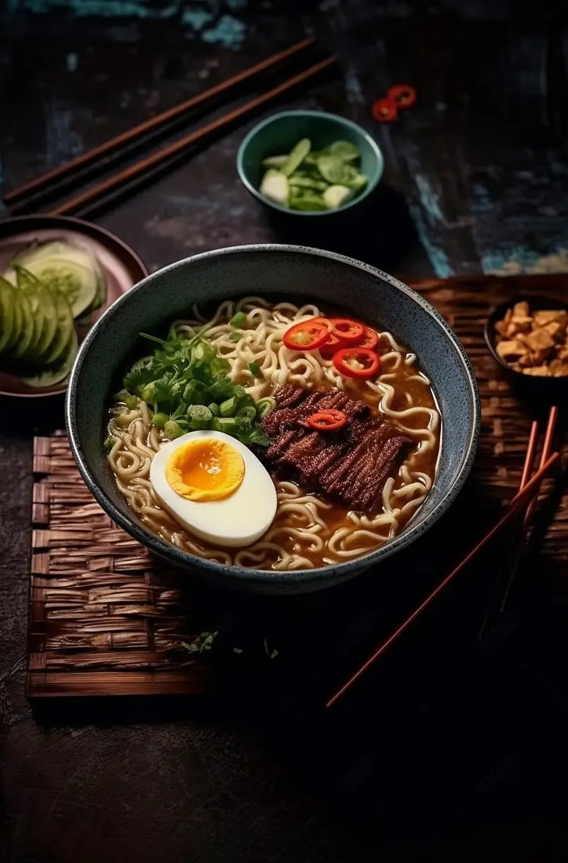 香辣面食面汤高汤鸡蛋辣椒熟食实拍图
